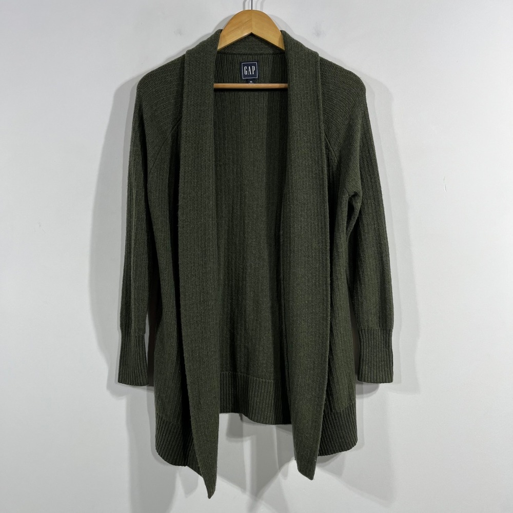 GAP Preppy Old Money Merino Wool Ribbed Shawl‎ Collar Cardigan Sweater Womens XS